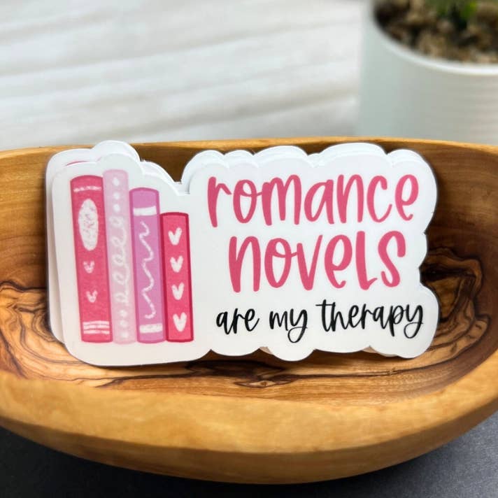 Romance Novels Are My Therapy Sticker for wholesale by Mav & Molly Designs