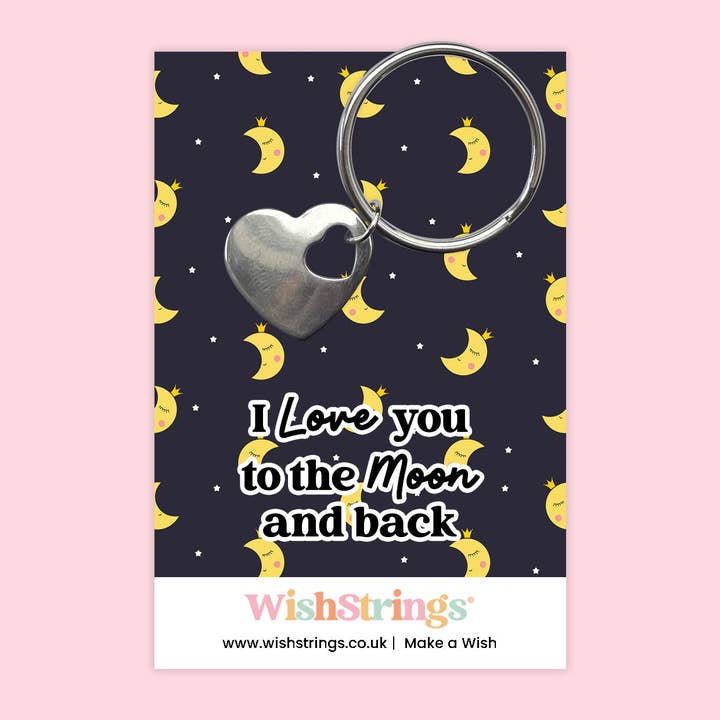 I Love You to the Moon and Back - Heart Keyring - J065-KR for wholesale by WishStrings
