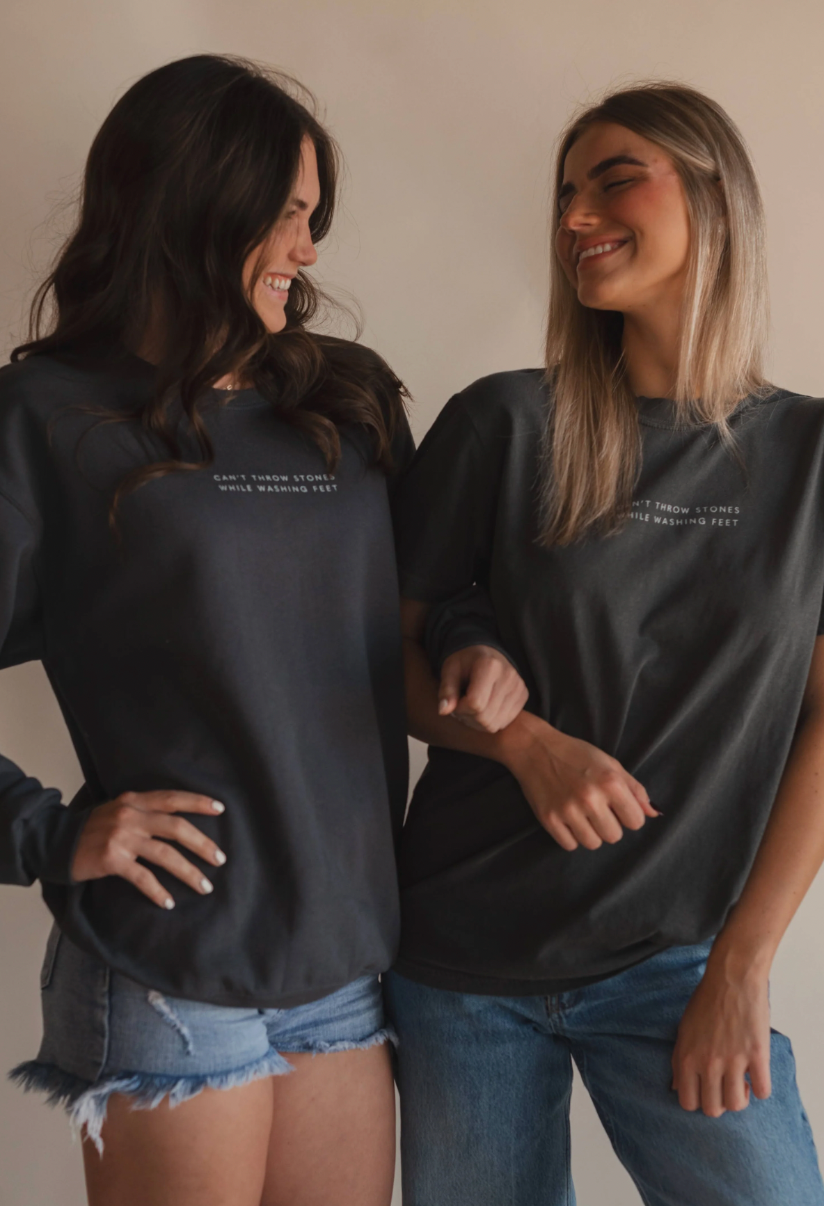 Dear Heart - Wholesale Screen Printed T-Shirt - Women's - Can't Throw Stones Tee- Charcoal | Christian Faith Tee2