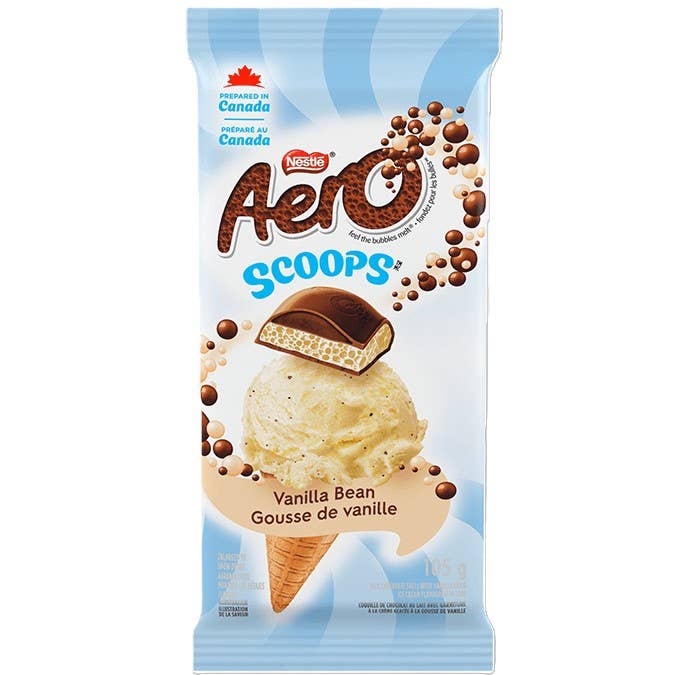 Grandpa Joe's Candy Shop - Wholesale Chocolate Bar - Limited Import - Nestle AERO Scoops Vanilla Bean, 105g. 15ct2