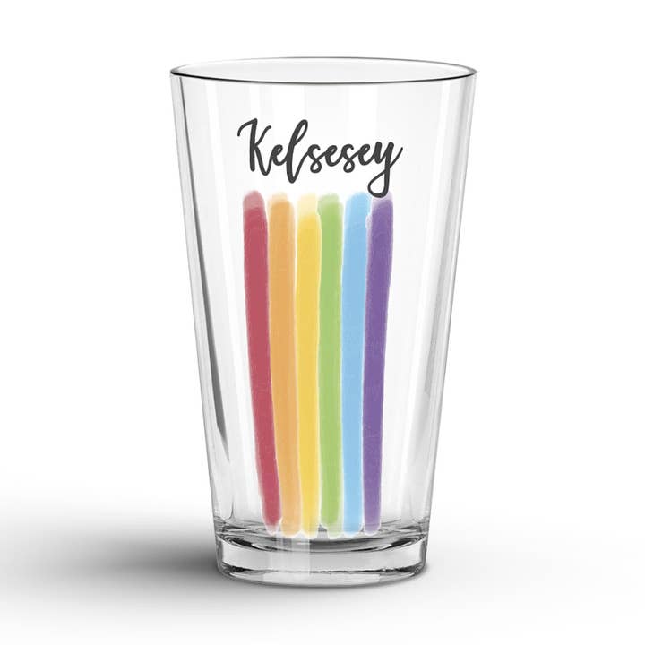 Gobelet en verre : Aquarelle Stripe LGBTQ Pride pour la vente par Sam and Zoey