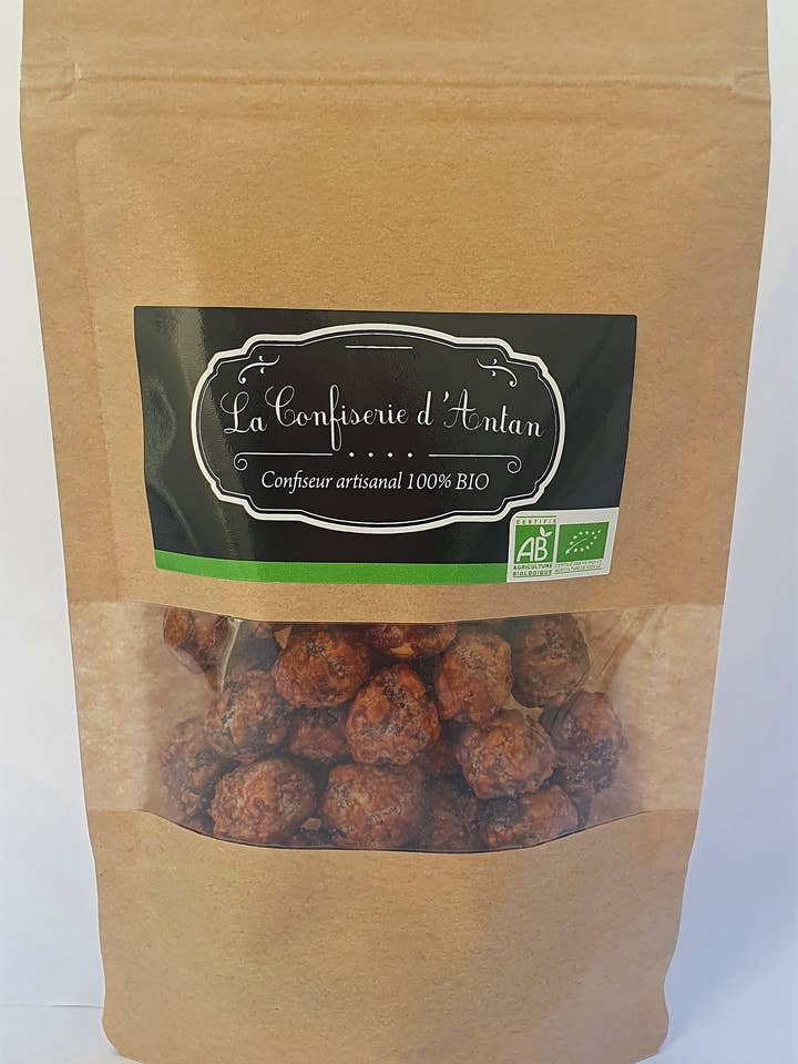 Nocciole caramellate Chouchou - 135 gr - biologiche per la vendita all'ingrosso da parte di La confiserie d'antan 100%bio