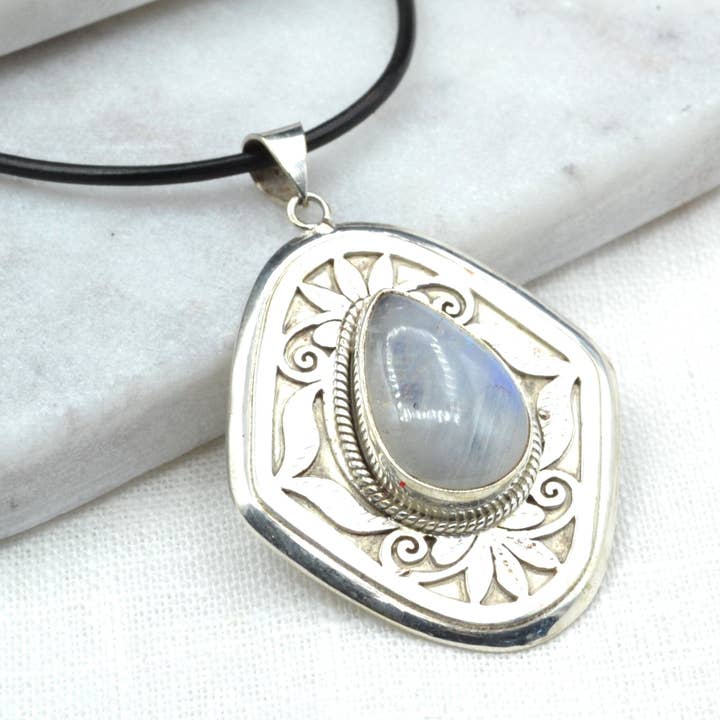 White Teardrop Pendant for wholesale by Didi Bahini Fair Trade