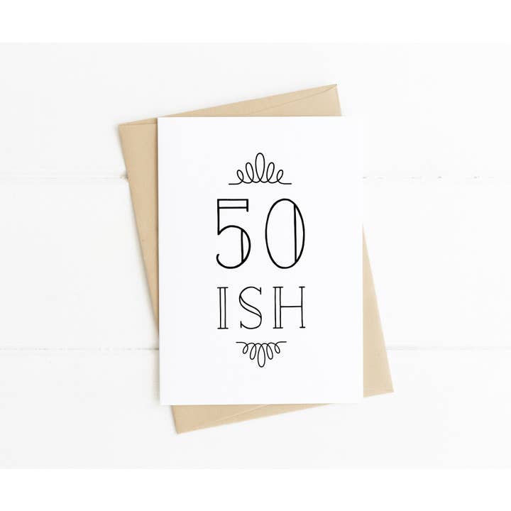 50ish Lustige Geburtstagskarte zum 50. für den Großhandel von Sarah Burns Prints