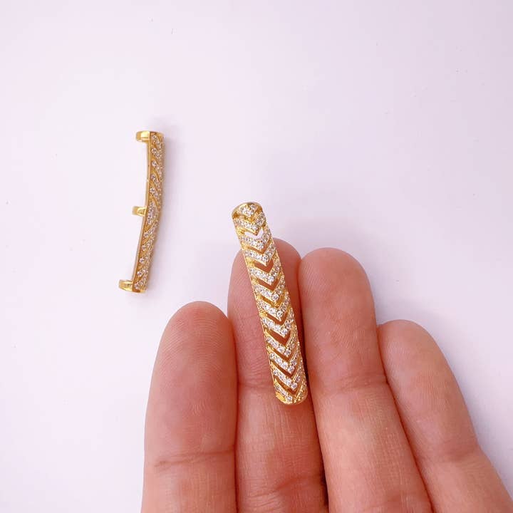 findings4uGem - Wholesale Beaded/pearl necklace - Long Curved Tube Necklace Beads in Gold Filled, BD0538