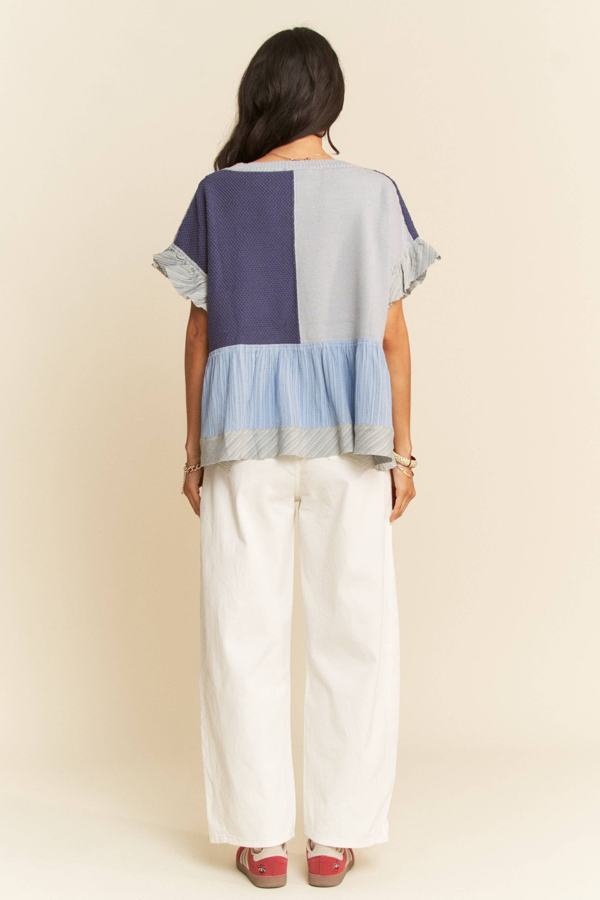 Davi & Dani – wholesale Knit top – Women's – SWEATER TEXTURED FABRIC RUFFLE DETAIL TOP12