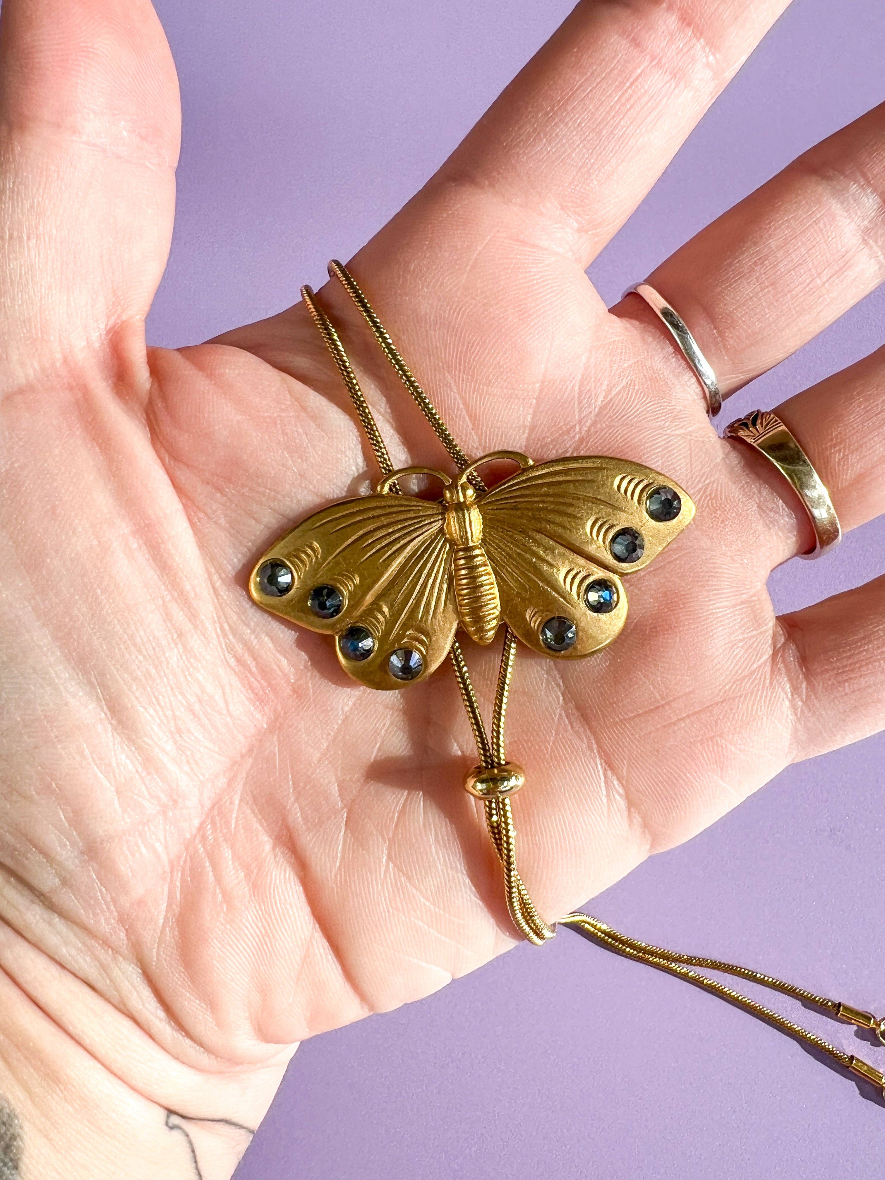 Velvet Outlaw - Wholesale Pendant/Charm Necklace - Butterfly Vintage Style Gold Bolo Tie1