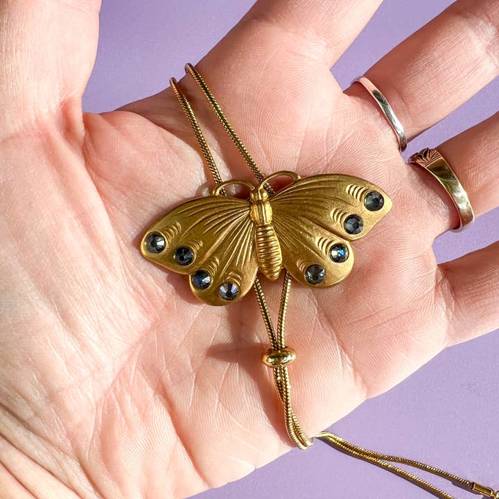 Velvet Outlaw - Wholesale Pendant/Charm Necklace - Butterfly Vintage Style Gold Bolo Tie1