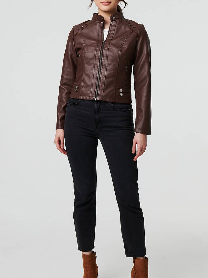 Bikerjacke aus Kunstleder in Kurzform für den Großhandel von Stellalondon