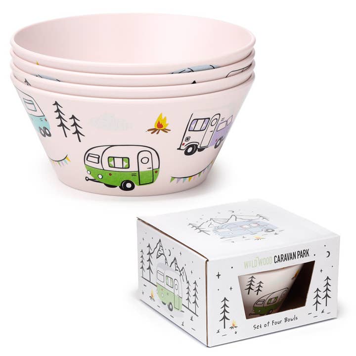 Puckator Ltd - Wholesale Bowl - Wildwood Caravan Set of 4 Recycled RPET Picnic Bowls