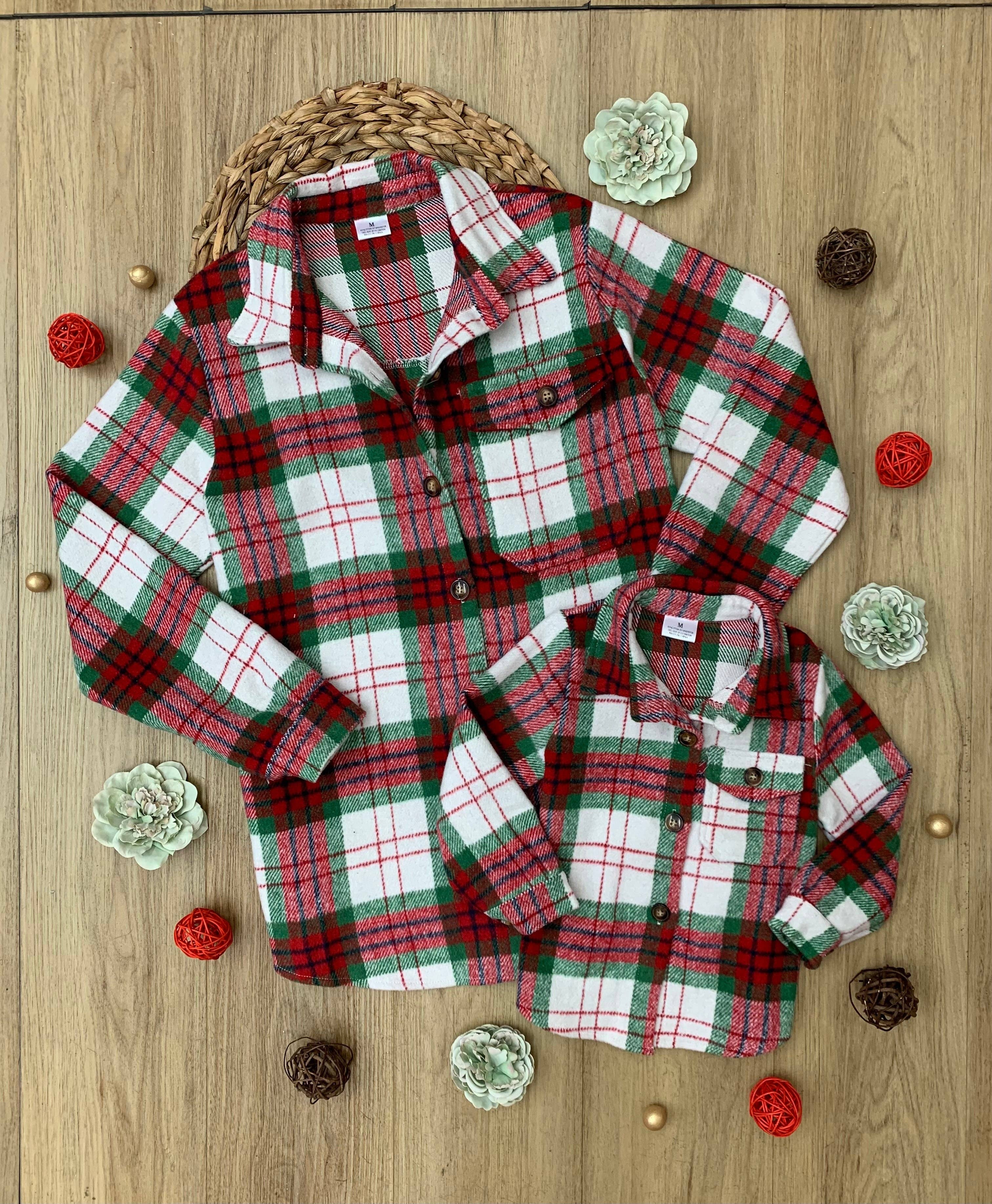 Ivoire Veste festive en flanelle à carreaux pour maman et moi en vente sur Faire3