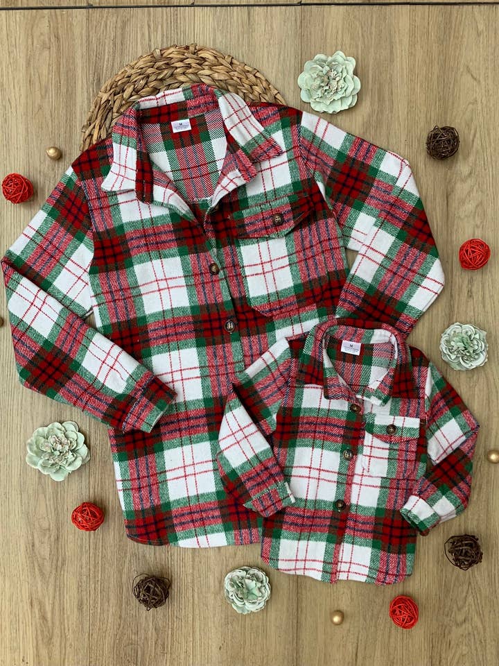 Ivoire Veste festive en flanelle à carreaux pour maman et moi en vente sur Faire3