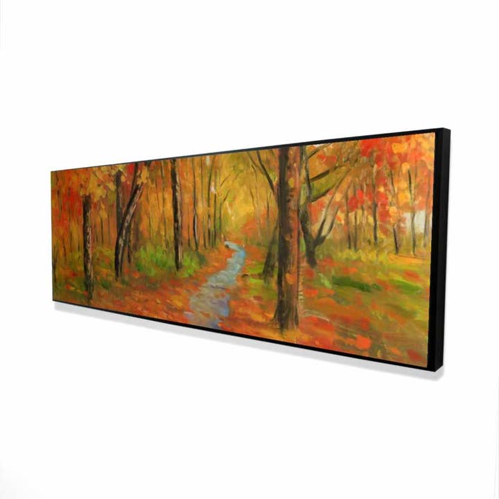 Herbstpfad im Wald Leinwand | Bäume Zeitgenössische Dekoration für den Großhandel von BEGIN HOME DECOR