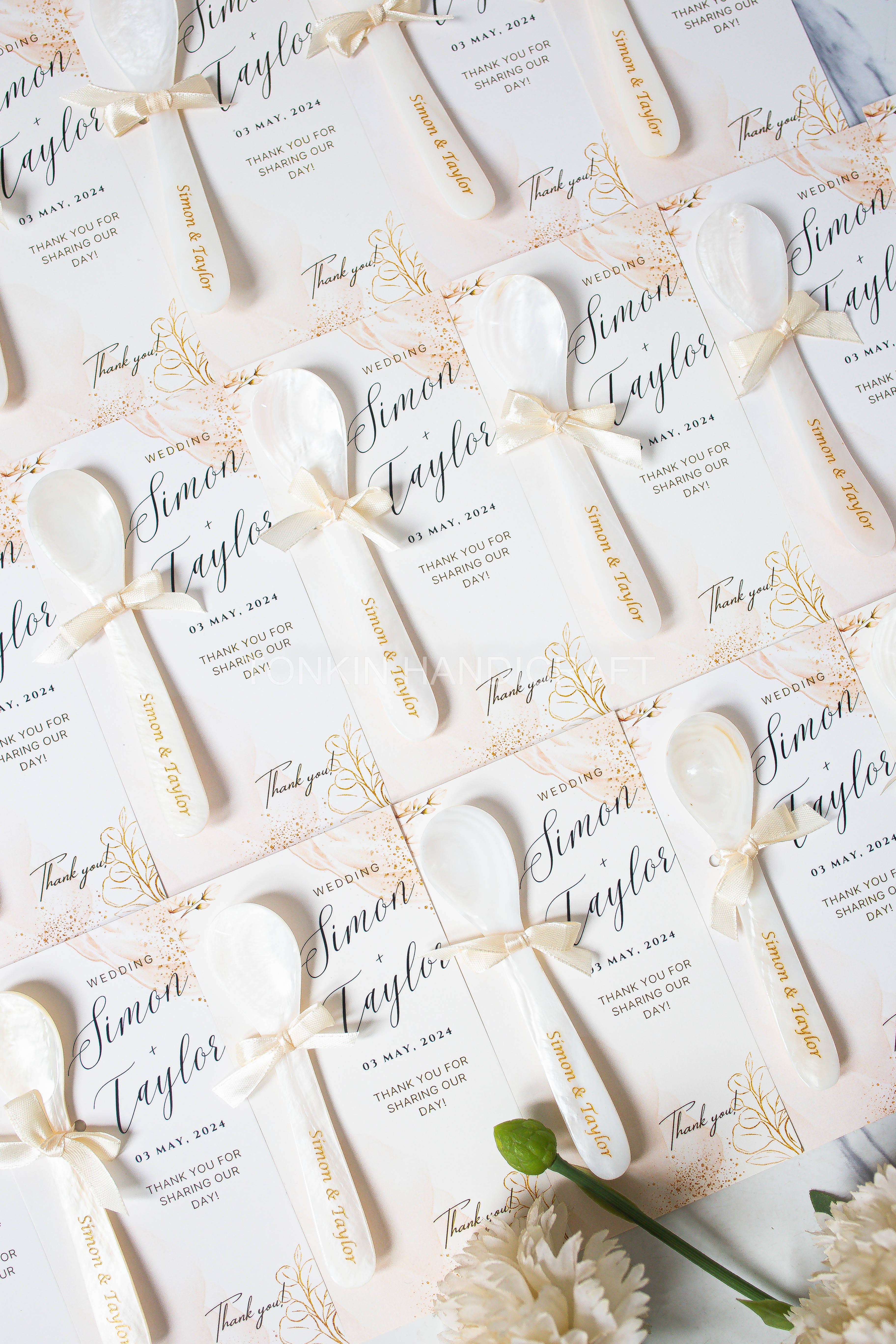 Tonkin Handicraft - Wholesale Kitchen Spoon - Personalized Mother of Pearl Caviar Favor wedding spoon7