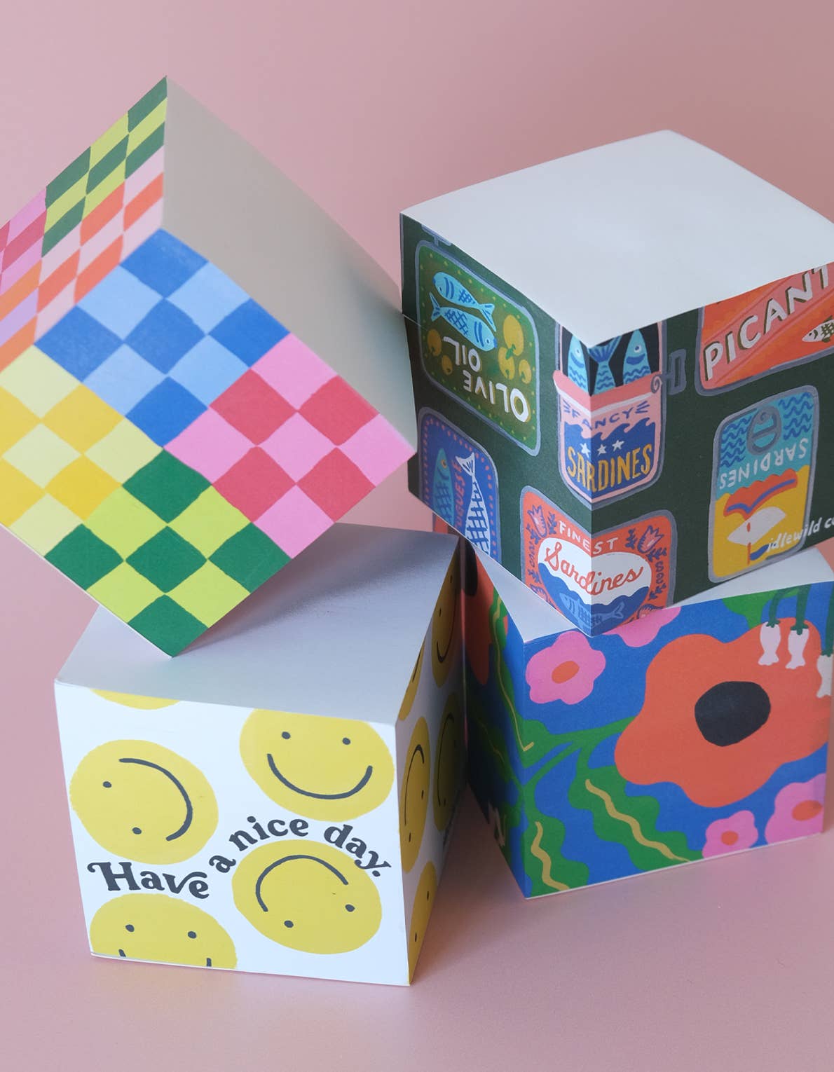 Idlewild Co. - Wholesale Sticky Notes - Rainbow Check Sticky Note Cube2