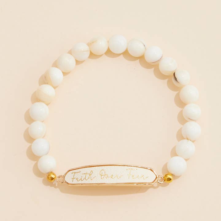 Lilla Haven - Wholesale Beaded Bracelet - Faith Over Fear Natural Stones Beaded Bracelet