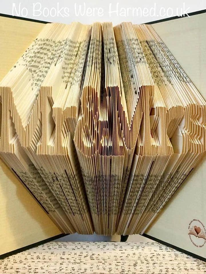 "Mr & Mrs" : Hand Folded Book Art Sculpture Gift for wholesale by No Books Were Harmed.co.uk