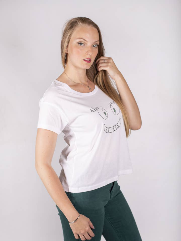Women's organic cotton t-shirt winking ky-kas for wholesale by KY-KAS