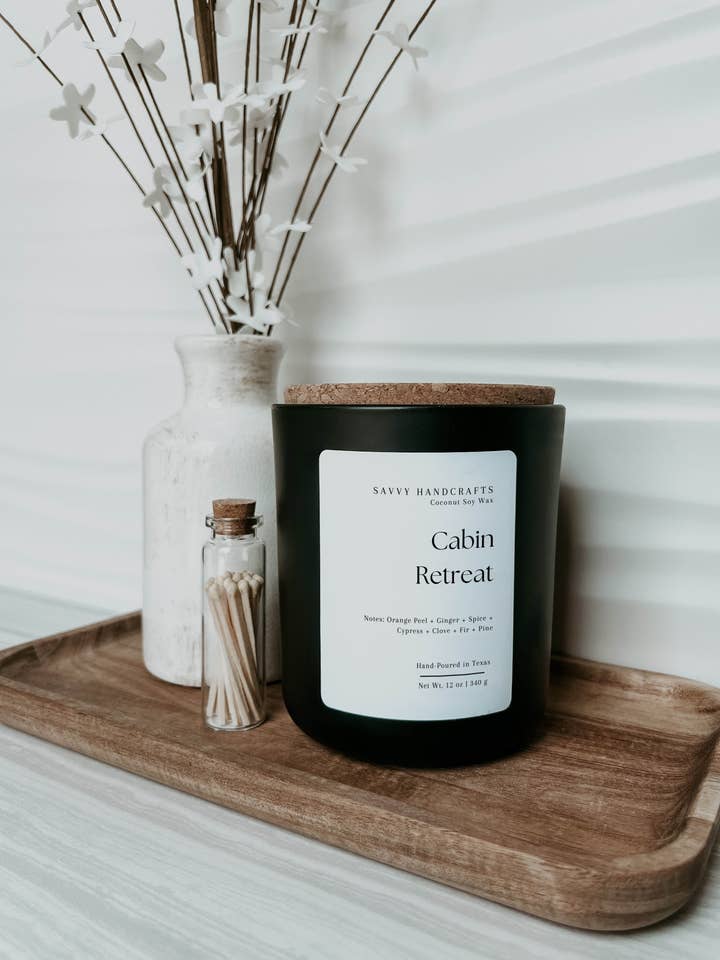 12oz Candle - Cabin Retreat for wholesale by Savvy Handcrafts