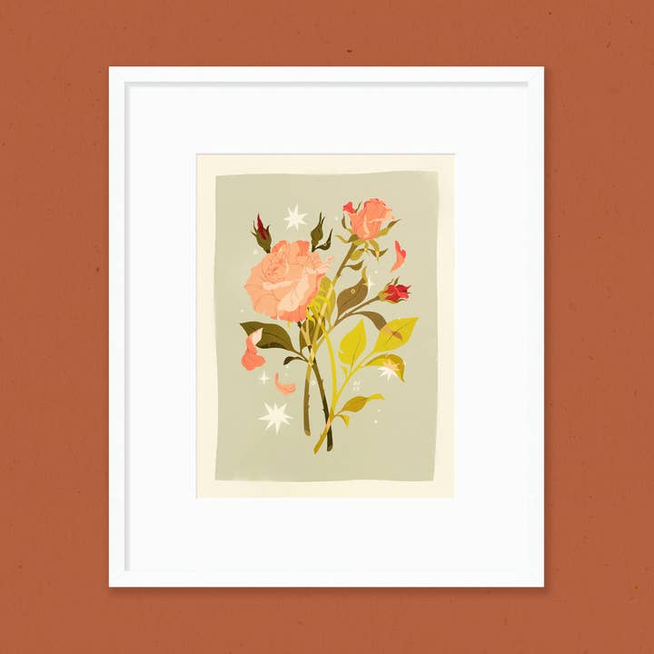 Hybrid Tea Rose Art Print for wholesale by Samantha Mash Illustration