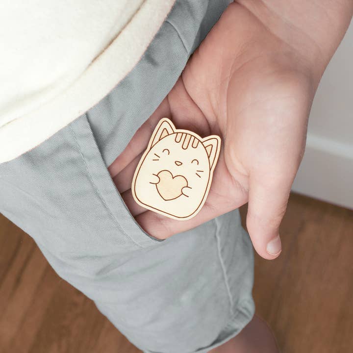 oh, little wren - Wholesale Keepsake Coin/Token - Wooden Pocket Hug, Frog. Thinking of You Gift
