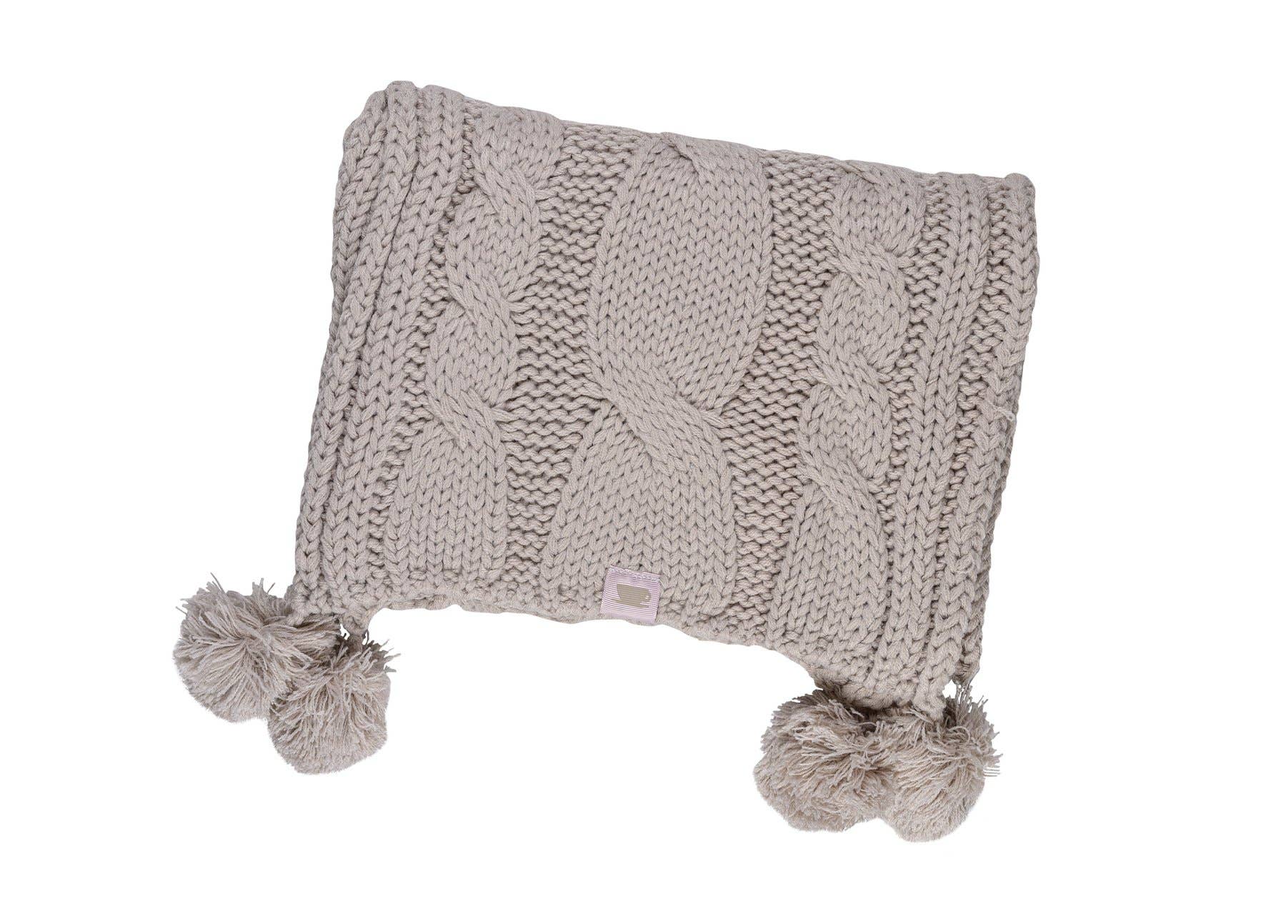 LATTELOVE - Wholesale Scarf - Women's - Cozy Textured Cable pom pom  Scarf3