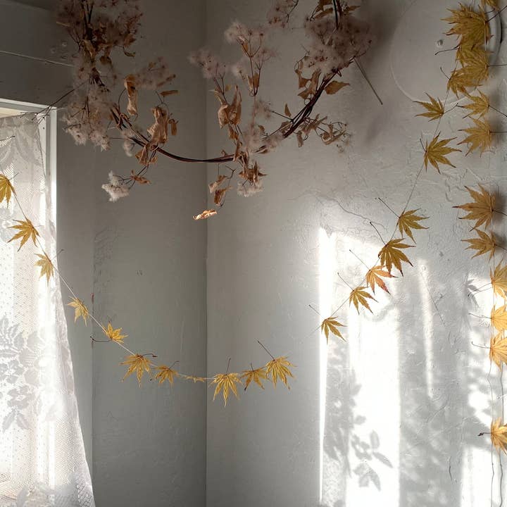 Twig and Snip - Wholesale Bunting/Garland - Dried Japanese Maple Leaf Garland GOLDEN- Natural Decor9