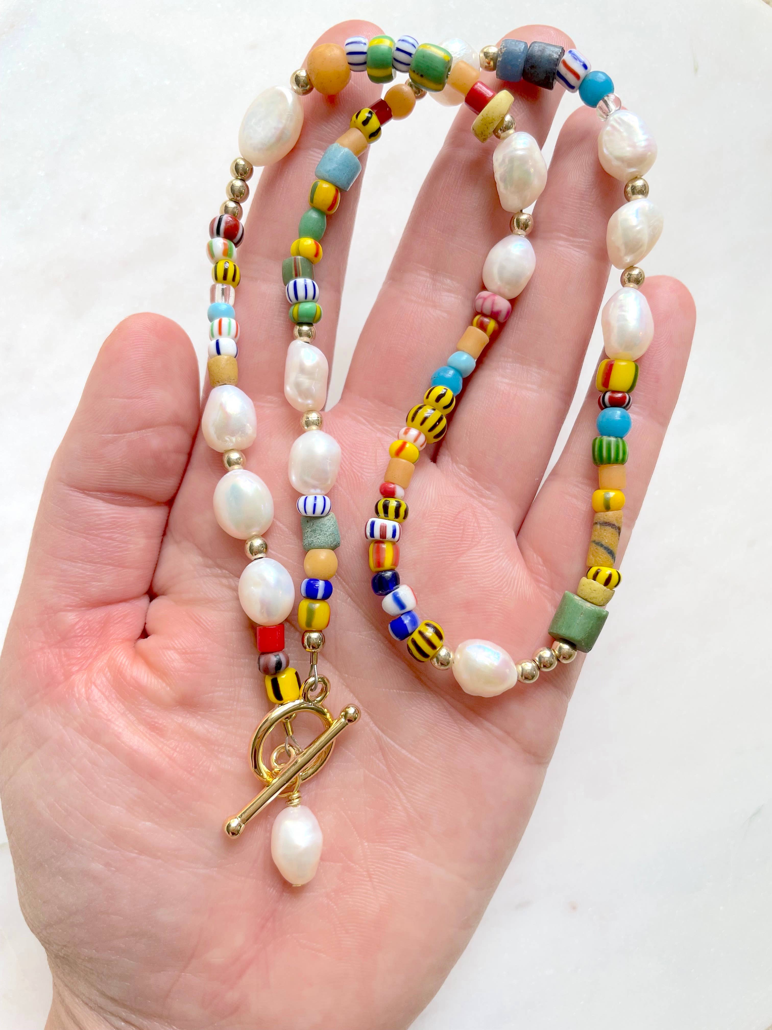 XTRA by Stacey - Wholesale Beaded/pearl necklace - The Daina Necklace - Colorful Freshwater Pearl Front Clasp5