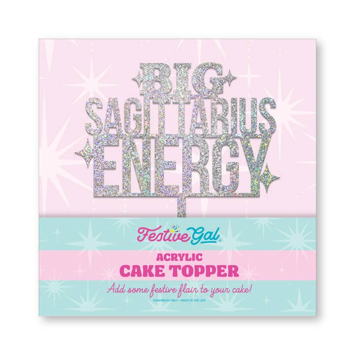 Décoration de gâteau en acrylique Big Sagittarius Energy Zodiac Sign pour la vente par Festive Gal