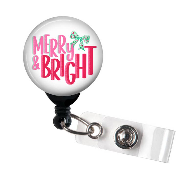 Christmas Badge Reel, Merry & Bright, Badge Holder for wholesale by Good Girl Gone Badge