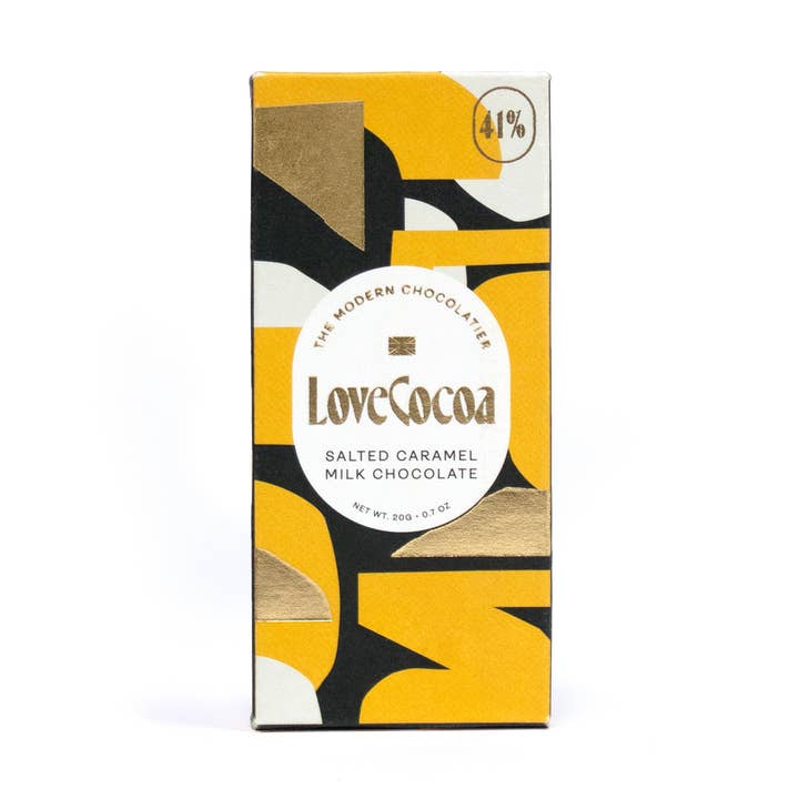 Salted Caramel Milk Chocolate Bar 20g for wholesale by Love Cocoa