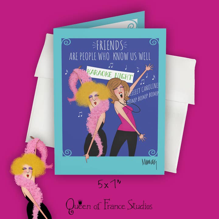 Funny Friendship Or Thank You Card for wholesale by Queen of France Studios
