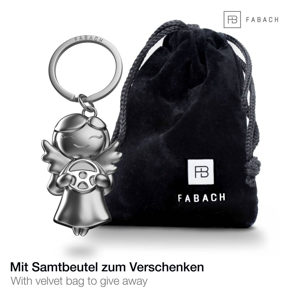 FABACH – Die Schlüsselanhänger-Schmiede – Großhandel Schlüsselanhänger – Unisex – "Star" Schutzengel Schlüsselanhänger - Glücksengel mit Lenkrad - Engel Glücksbringer5