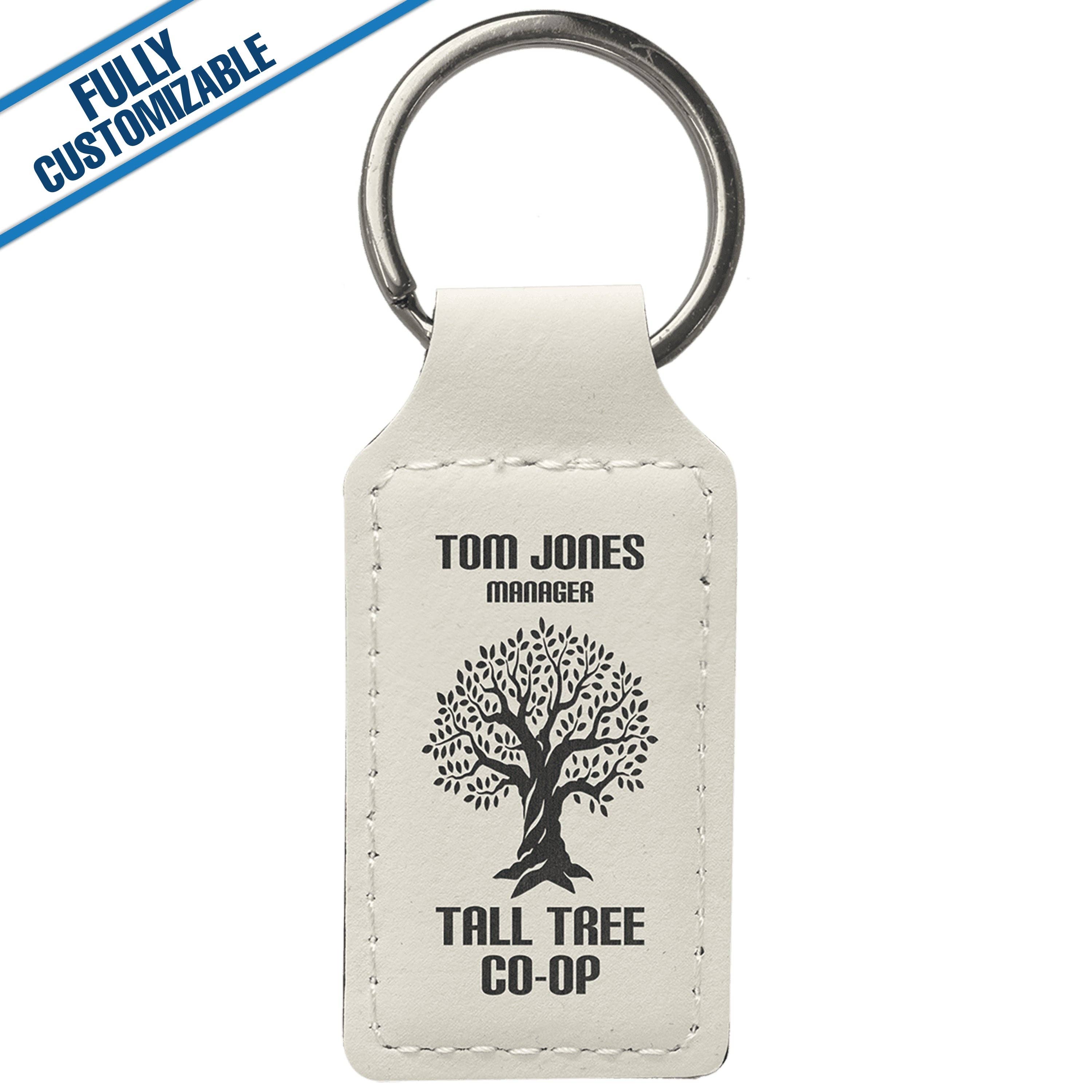 GiftWorksPlus - Vente Porte-clés – unisexe - Porte-clés rectangulaire en similicuir gravé - Entièrement personnalisable15