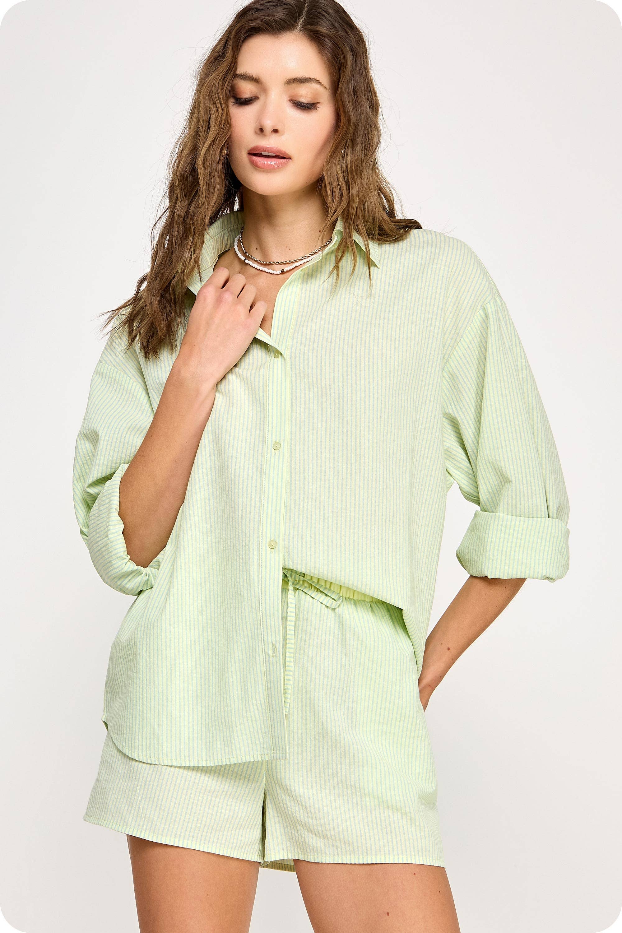 Strut & Bolt – Engroshandel Shorts – Kvinder – Stribede bomuldspoplinshorts12