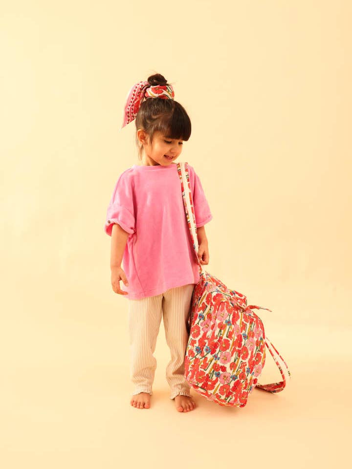 Pink floral weekend bag for wholesale by Maison Augustin