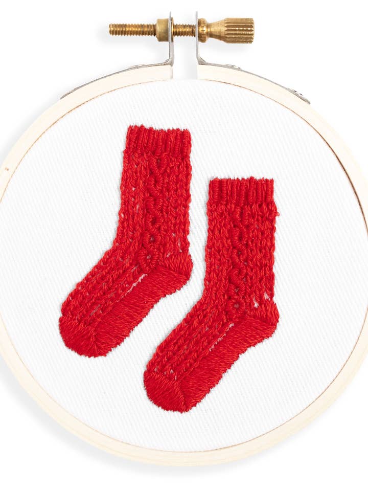 Cable Knit Socks Ornament Embroidery Kit for wholesale by kdornbier embroidery