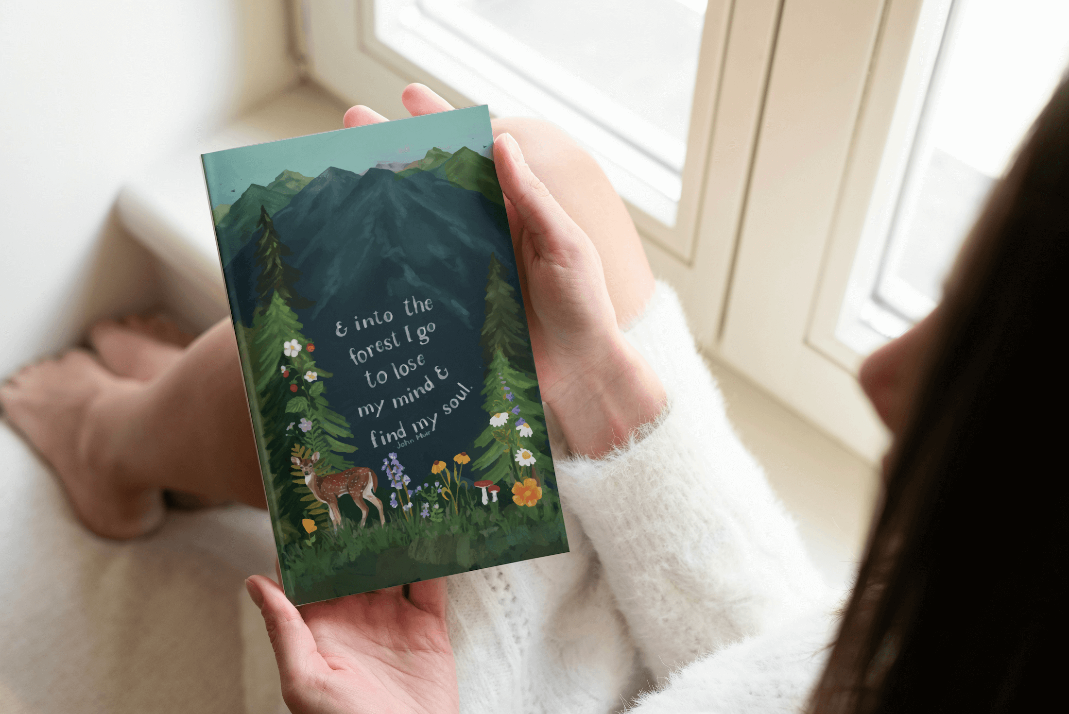 glad you're here co - Wholesale Notebook - Wilderness Forest Notebook – Softcover, 100 Lined Pages, Nature Corner Art, Inspirational John Muir Quote3