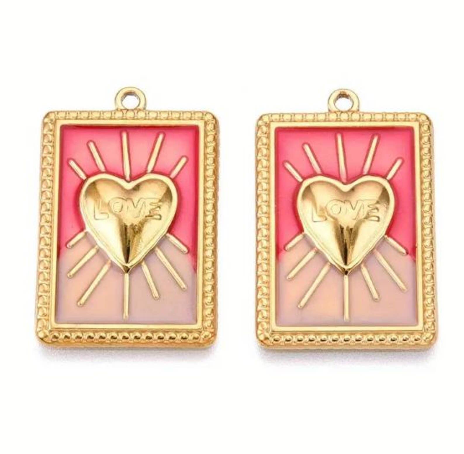 Wild & Free – wholesale Individual charm/pendant – Colgantes Rectangulares de Oro con Corazón y la Palabra "LOVE"1