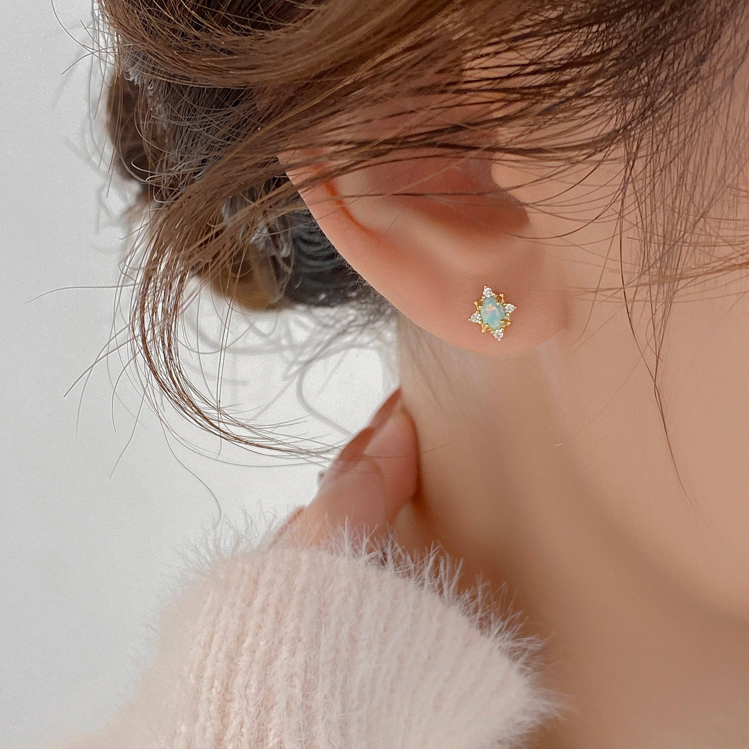 happyzzzsu - Wholesale Stud/Post Earrings - Sterling Silver Opal Stud Earrings3