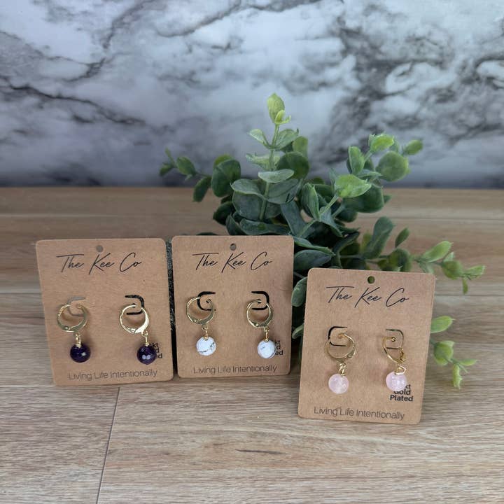 Millie Gemstone Hoop Earrings | 18kt Gold | 10 Pack for wholesale by The Kee Co