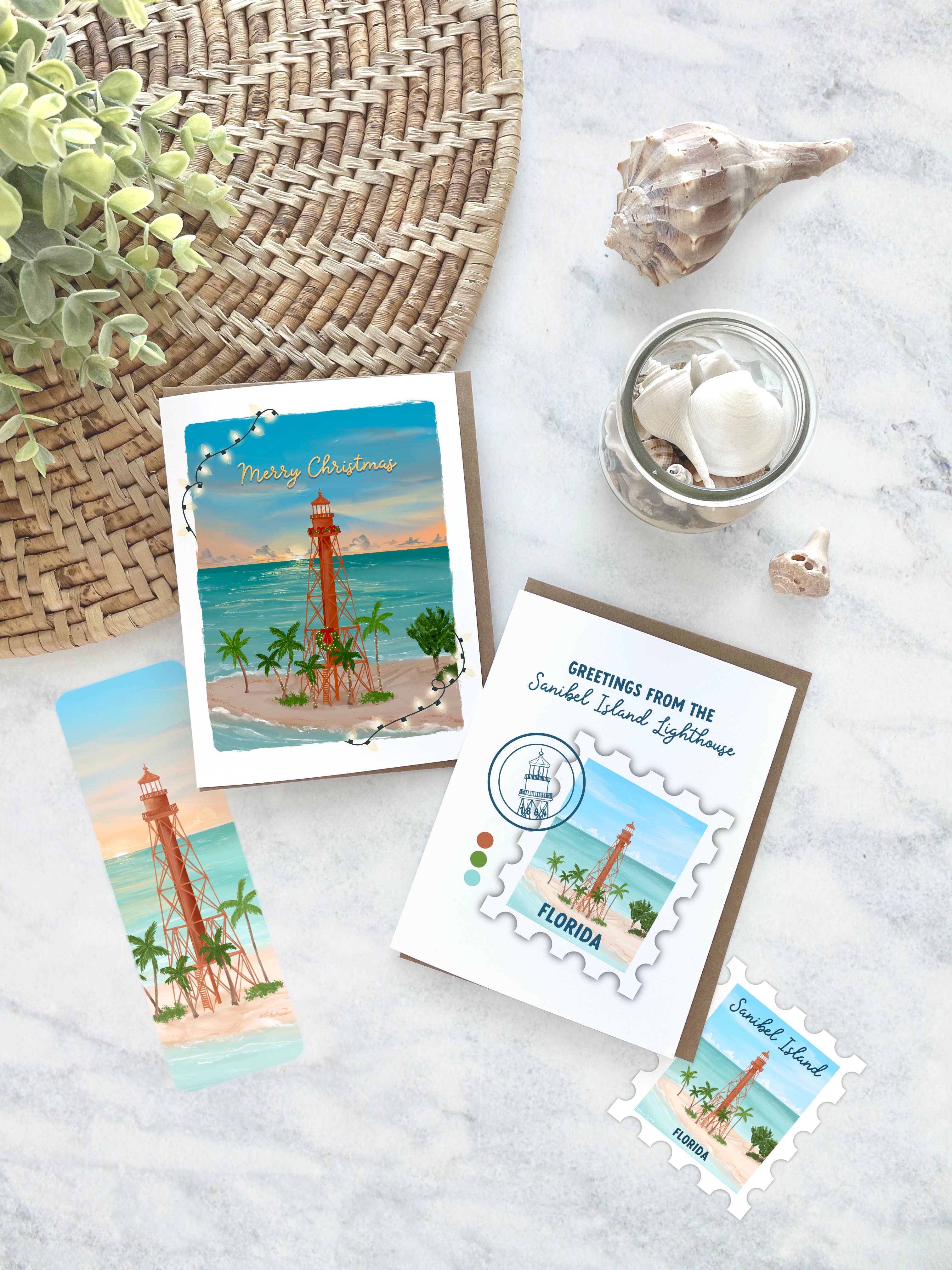 25 Sweetpeas - Wholesale Christmas Card - Sanibel Island Lighthouse Christmas Card4