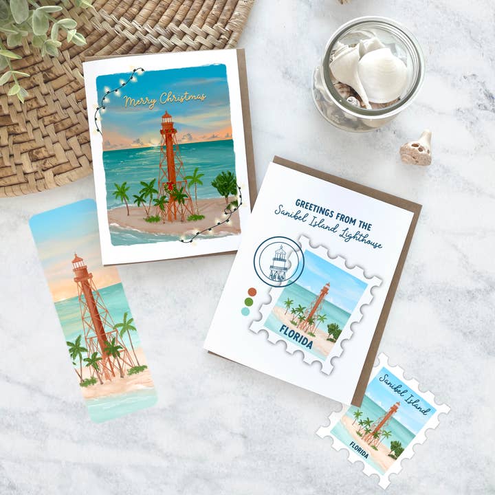 25 Sweetpeas - Wholesale Christmas Card - Sanibel Island Lighthouse Christmas Card4