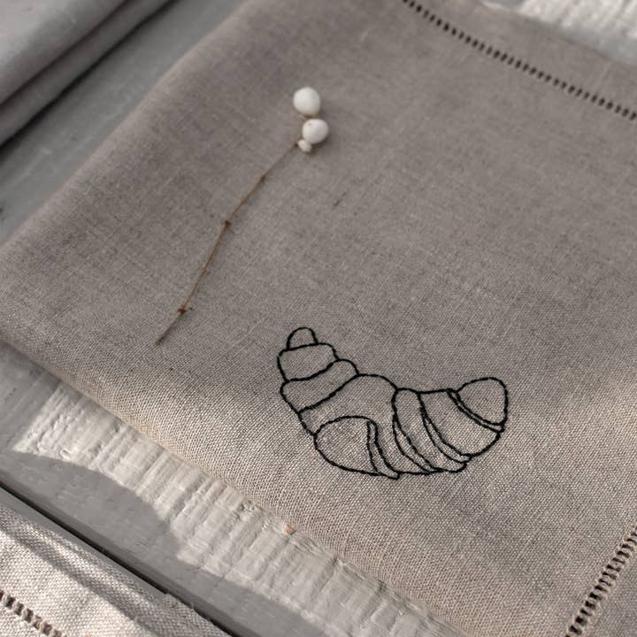 À bientôt - Vendita all'ingrosso Tovagliette - Tovaglietta in lino biologico Petit Dej nera15