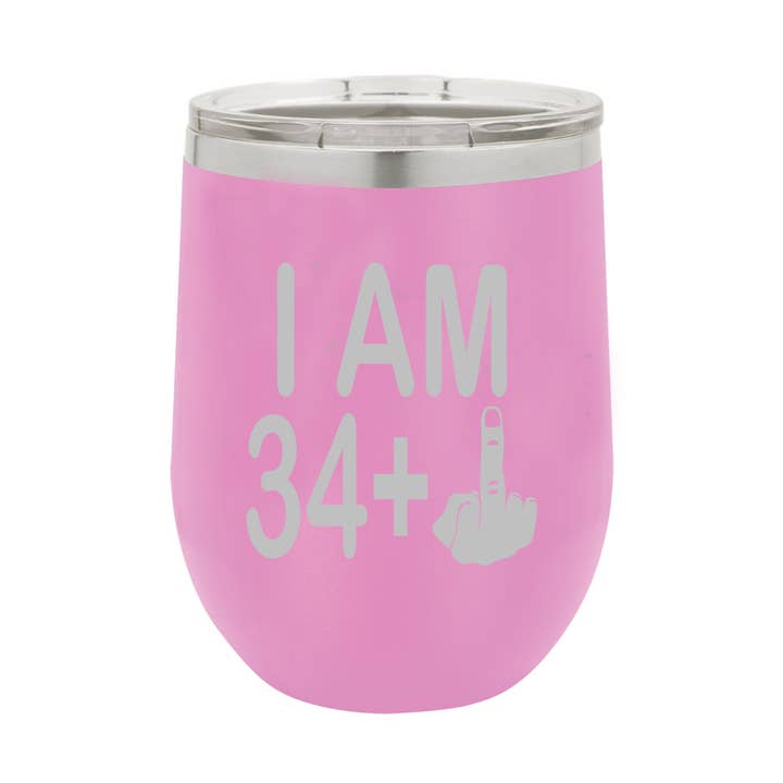 Calm Down Caren - Wholesale Insulated Mug/Tumbler - I am 34 + Middle Finger Polar Wine Tumbler - 35th Birthday4
