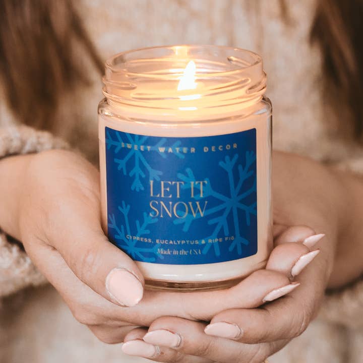 Sweet Water Decor - Wholesale Jar/Filled Candle - Let It Snow 9 oz Soy Candle - Christmas Decor & Gifts