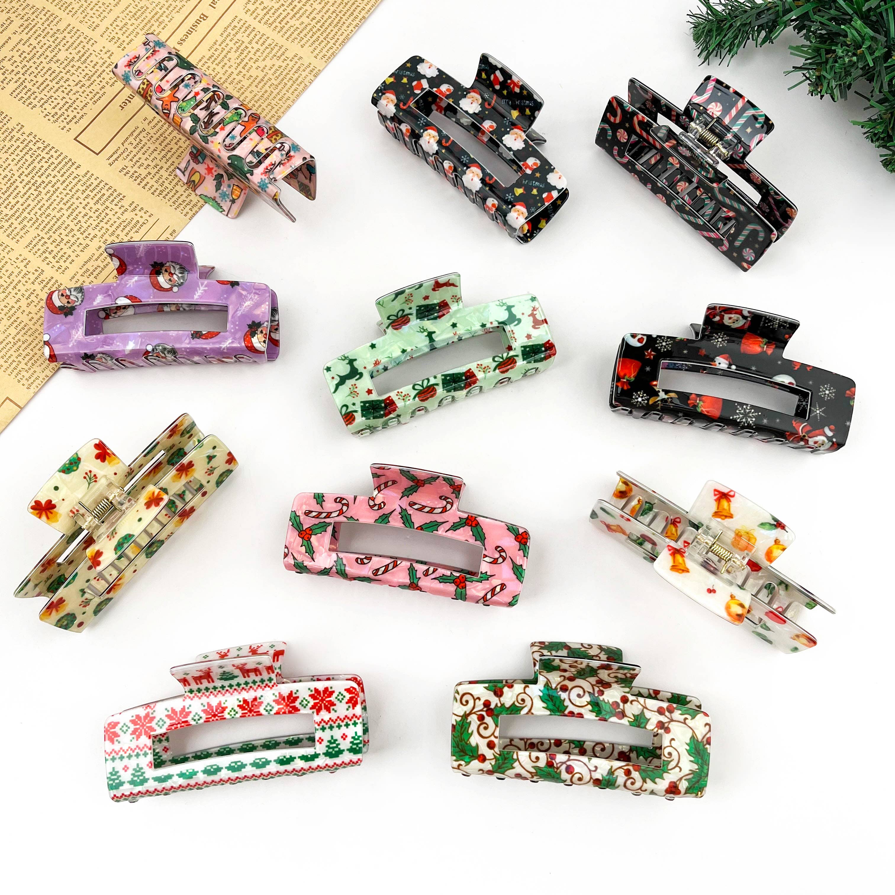 TheDivaSoap - Wholesale Hair Clip - Women's - Christmas Series Rectangular Hair Claw Clips11