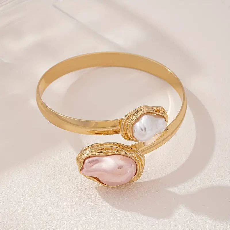 Huis Van Merken - Wholesale Cuff Bracelet - 14K Gold Plated Pearl Open Cuff Bracelet – Adjustable Fashion Jewelry for Women4