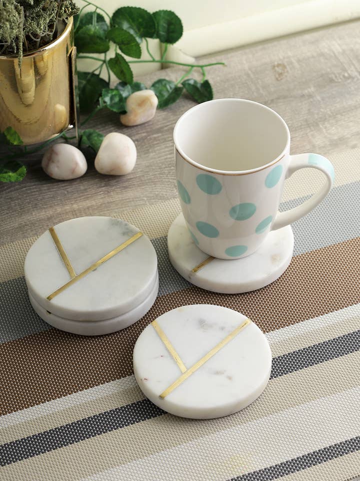 Marble Coaster |Brass Inlay | Tea Coasters | for wholesale by Urban Adorn