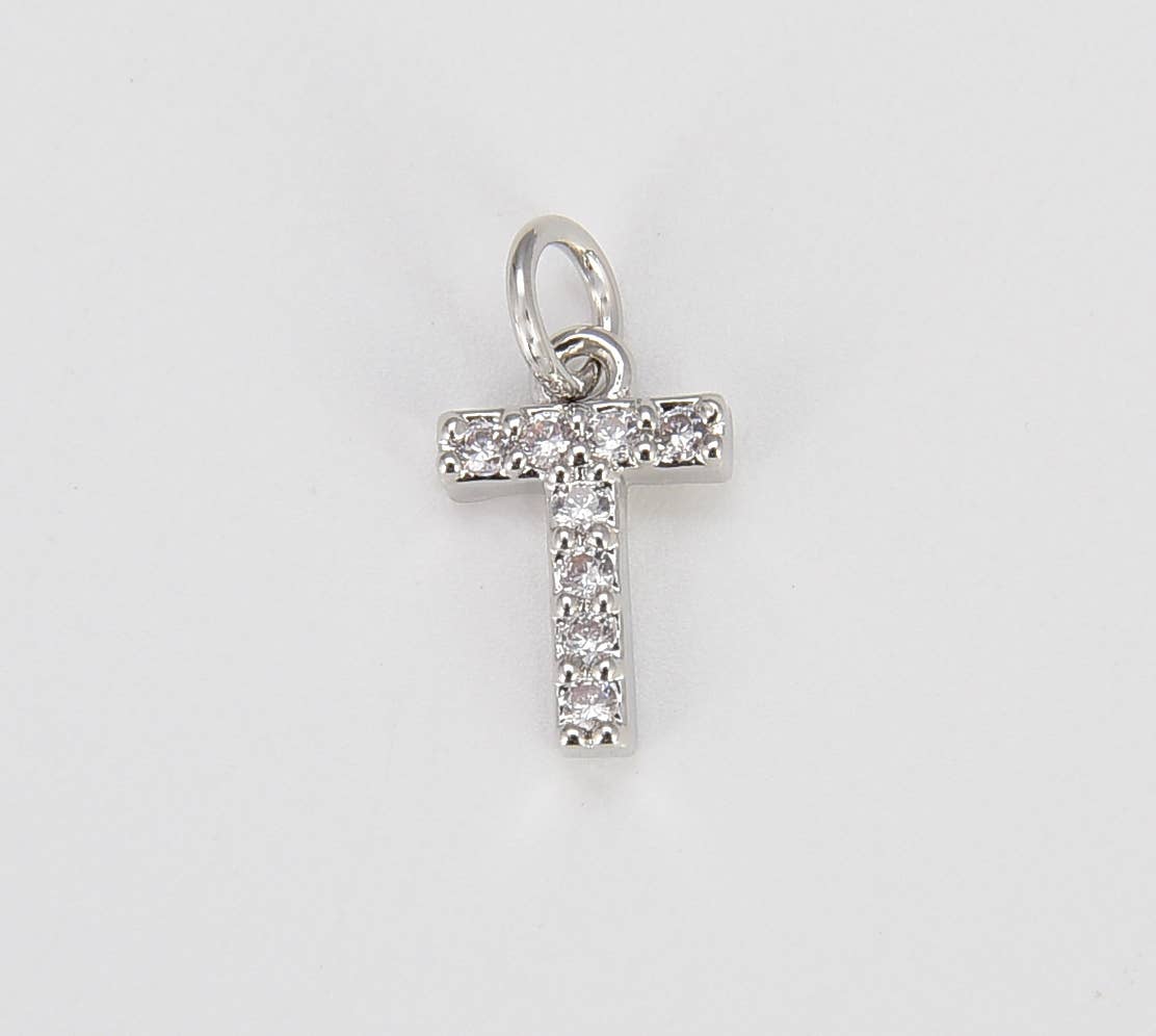 Beads Creation - Vente Breloques/médailles personnalisées - Breloques initiales en or CZ Micro Pavé, lettre A-Z CP4826